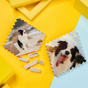 Kundenspezifisches Baustein-puzzle Personalisierte Fotoziegel-rautenform Für Haustierliebhaber - MadeMineDE