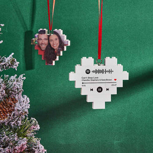 Weihnachtsverzierung Personalisiertes Baustein-puzzle Benutzerdefinierter Musik-code-herz-foto-ziegelstein - MadeMineDE