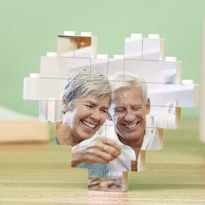 Benutzerdefiniertes Baustein-puzzle Personalisiertes Herzförmiges Gravur-foto-stein-geschenk Zum Jahrestag - MadeMineDE