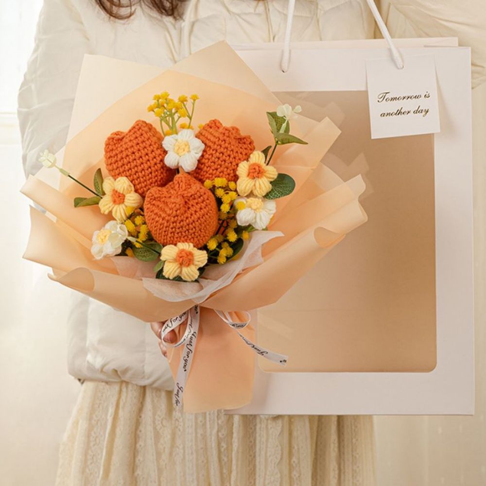 JOMODECOR Handgefertigter gehäkelter Hyazinthen-Blumenstrauß, gestrickte  künstliche Blumen für immer mit exquisiter Verpackung, Geschenk für  Freundin